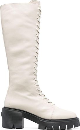 Stuart Weitzman lace-up chunky boots - women - Leather - 40,5 - Neutrals