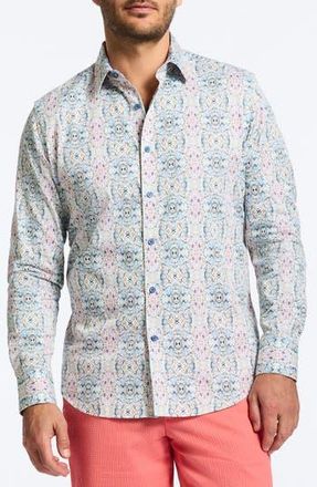 Robert Graham Gomera Tapestry Print Stretch Cotton Button-Up Shirt in Ivory Multi at Nordstrom Rack, Size Xxx-Large