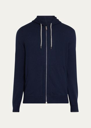 Brunello Cucinelli Mens Cashmere Zip-Front Hoodie