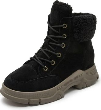 Generic QXDZSW Snow Boots Women Women Winter Shoes Non-Slip Flat Large Size Real Women Ankle Boots Black