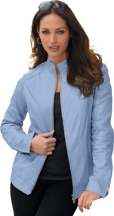 Jessica London Zip Front Leather Jacket in Azure Mist at Nordstrom, Size 28