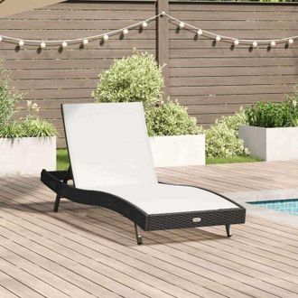 vidaXL Vidaxl - Tumbona Negro Y Blanco 70 X 197 X 82 Cm Rattan Poli&eacute;ster, Metal