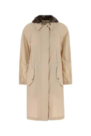 Burberry Cream Stretch Nylon Newbury Parka Coat