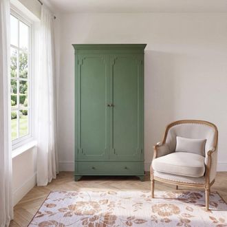 Maisons du monde Armario verde caqui con 2 puertas y 1 caj&oacute;n 104
