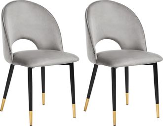 Beliani Beliani - Conjunto De 2 Sillas De Comedor De Terciopelo Gris Negro Dorado Patas Magalia