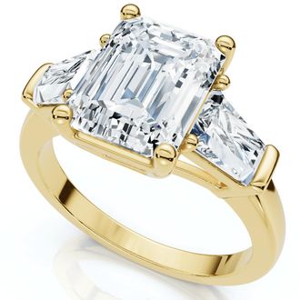 Pompeii3 Certified 4Ct Randi Emerald Diamond Engagement Ring 14k Gold or PT Lab Grown