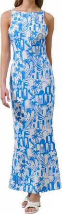 Sugarlips Nala Mizie Open Back Maxi Dress In White/blue