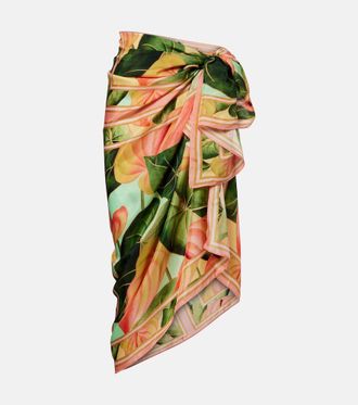 Farm Rio Anturium Leaves satin beach cover-up