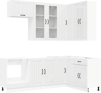 vidaXL Unidad De Cocina Lucca 8 Uds. Blanco Brillante Vidaxl
