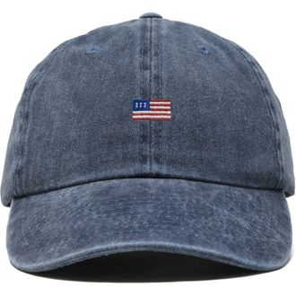 Dalix USA Flag Dad Cap in Washed Navy Blue at Nordstrom