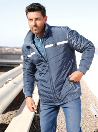 Marco Donati Steppjacke MARCO DONATI, Herren, Gr. 48, blau (rauchblau), 100% Polyester, gemustert, gestreift, unifarben, Jacken Steppjacke