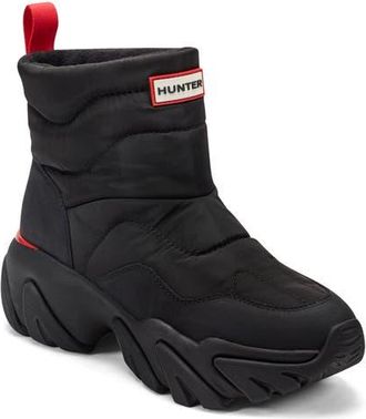 Hunter Debra Waterproof Snow Bootie in Black/Black/Hunter Red at Nordstrom, Size 10