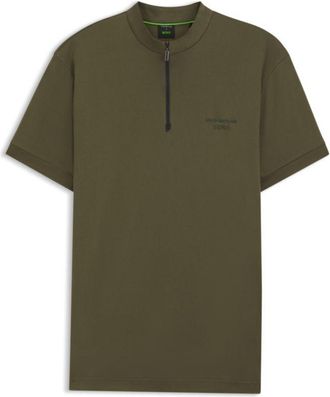 BOSS Porsche x zipper-neck polo shirt in cotton