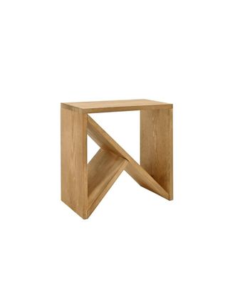 Deco Wood Mesita de madera maciza en tono envejecido de 50x50cm