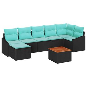 vidaXL Conjunto De Sof&aacute;s De Jard&iacute;n 8 Pcs Negro Rat&aacute;n Sint&eacute;tico Vidaxl