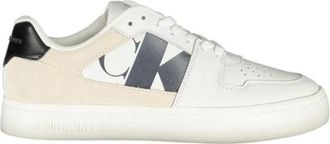 Calvin Klein Witte polyester sneakers met exclusieve print - Dames - Sneakers - Wit - 39 EU - Polyester - Schoenen