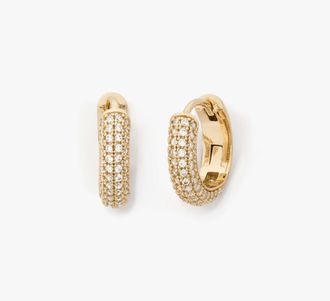Kate Spade New York Womens Brilliant Statements Pav&eacute; Mini Huggie Earrings in Neutral