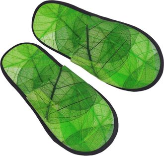 Generic Cotton Slippers Tropical Plants Warm Fuzzy Slippers Lightweight Cotton Slipper For Guest Room Women Home M