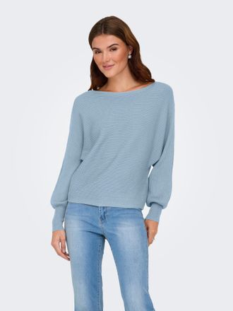 Only Strickpullover ONLY ONLADALINE L/S SHORT PULLO KNT NOOS, Damen, Gr. XL, celestial blau, Strick, Obermaterial: 80% Viskose, 20% Nylon, unifarben, regul