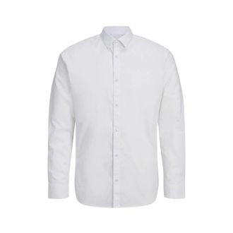 Jack & Jones Slim Fit Wit Overhemd - Heren - Zakelijke Overhemden - Wit - S - Katoen - Overhemden