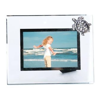 Beachcombers 4X6 Photo Picture Frame With Pewter Turtle in White at Nordstrom, Size Medium