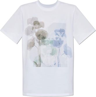 Max Mara Tops, Dames, Wit, XS, Katoen, T-shirt met Sequoia-print