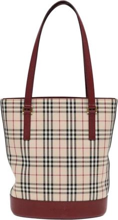 Burberry Pre-owned Tote Bags, female, Beige, Size: ONE SIZE Burberry Vintage Haymarket Check Tote Bag