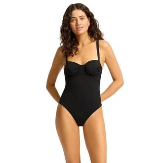 Seafolly Eco Collective Swimsuits Women Black Stretch Ruched One-Piece GBO1989