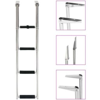 vidaXL Escalera De Embarque Plegable 4 Pelda&ntilde;os Acero Inoxidable Vidaxl