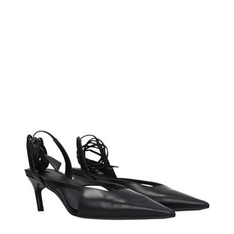 The Attico Pointed-Toe Leather Heel - Black