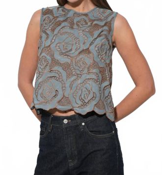 Adelyn Rae Winnie Lace Blouse In Vintage Aqua