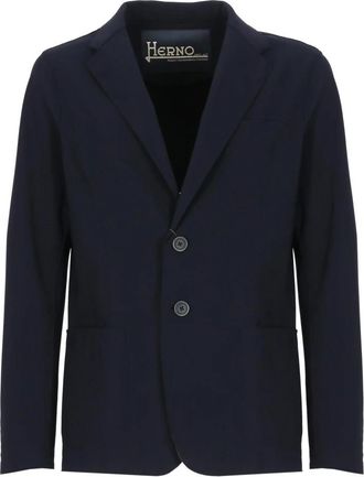 Herno Blauwe Scuba Jas Peak Revers - Heren - Blazers - Blauw - XL - Jassen