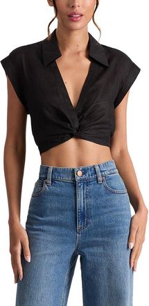 Alice & Olivia Alice + Olivia Mila Linen Cropped Top