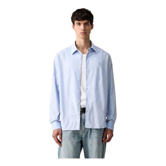 Lacoste Textured Cotton Shirt - Heren - Casual Overhemden - Blauw - 3XL - Katoen - Overhemden