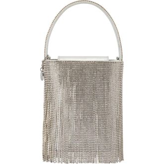 Olga Berg Billie Crystal Fringe Top Handle Bag in Silver at Nordstrom