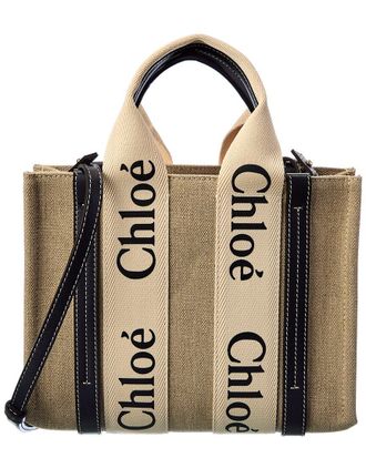 Chlo&eacute; Woody Small Canvas & Leather Tote