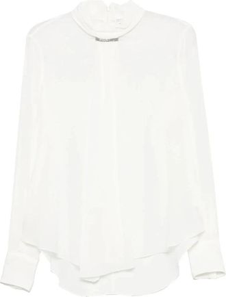 Brunello Cucinelli Blouse met Monili-detail - Dames - Blouses - Wit - M - Overhemden