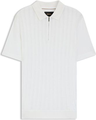 BOSS Cotton-silk polo shirt with zip neck