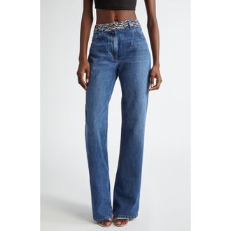Missoni Knit Waistband Wide Leg Jeans in Blue Denim at Nordstrom Rack, Size 2 Us / 38 It