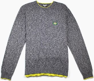 Kenzo Mens Kenzo Small Tiger Crest Knitted Jumper Grey/Yellow - Size: 36