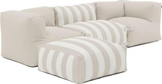 Oviala Sof&aacute; seccional de exterior de 4 plazas a rayas, beige