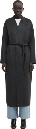 Anine Bing Geknoopte Jas - Dames - Jas met riem - Zwart - S - Wol - Jassen