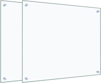 vidaXL Paraschizzi per Cucina 2 pz Trasparente 70x60cm Vetro Temperato - Vidaxl