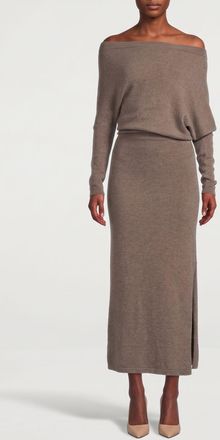 Altuzarra Asymmetrical Midi Dress in Pure Cashmere with Boat Neck