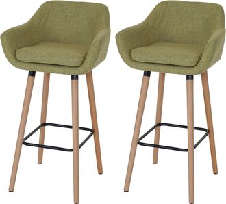 Hhg Hhg - Nunca Usado] Lote De 2 Taburetes De Bar Malm&ouml; T381, Taburete De Bar Taburete De Bar, Textil, Verde Claro
