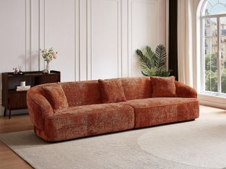 Vente-Unique Divano 4 posti in tessuto testurizzato terracotta ZULIAKA