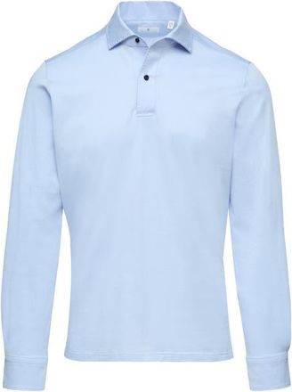 Emanuel Berg Jacquard Luxe Long Sleeve Polo in Light Pastel Blue at Nordstrom, Size Xx-Large