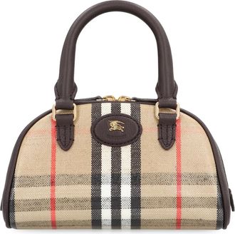 Burberry Tassen, Dames, Beige, ONE Size, Katoen, Bowling Bag Highlands Mini