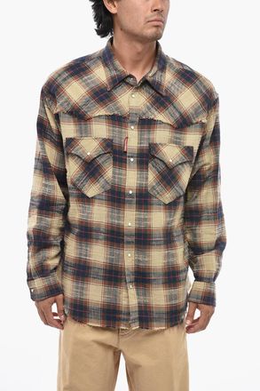 Dsquared2 Camicia Regular Fit a Quadri con Orlo e Carr&egrave; Sfrangiati Dsquared2