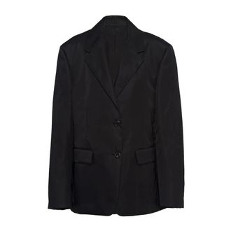 Prada Jassen, Dames, Zwart, S, Nylon, Zwarte Re-Nylon Blazer